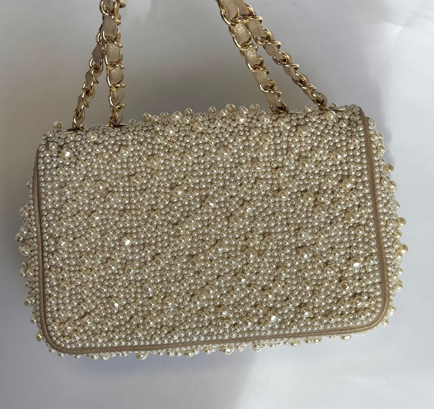 Chanel 17A Ritz Pearl Embellished Mini Rectangular Flap Bag