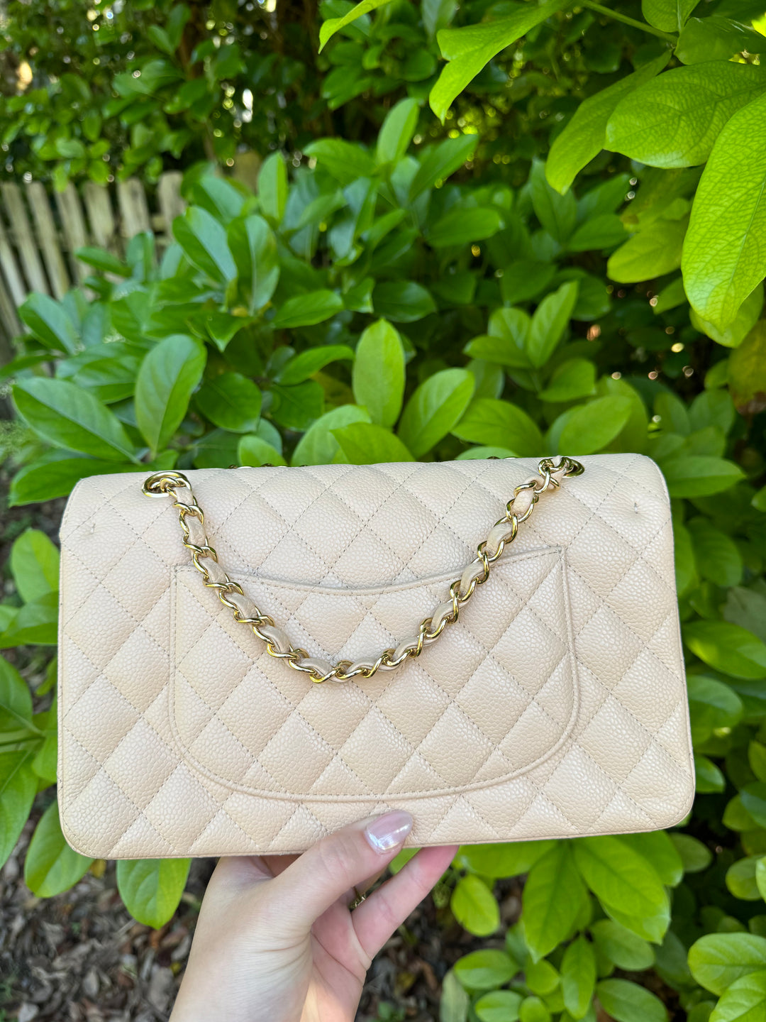 Chanel 2008 Beige Claire Medium Caviar Classic Flap W 24K GHW