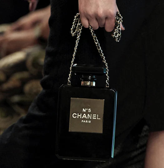 Chanel Perfume Bottle Minaudière Black Acrylic Plexiglass Gold Hardware 2017