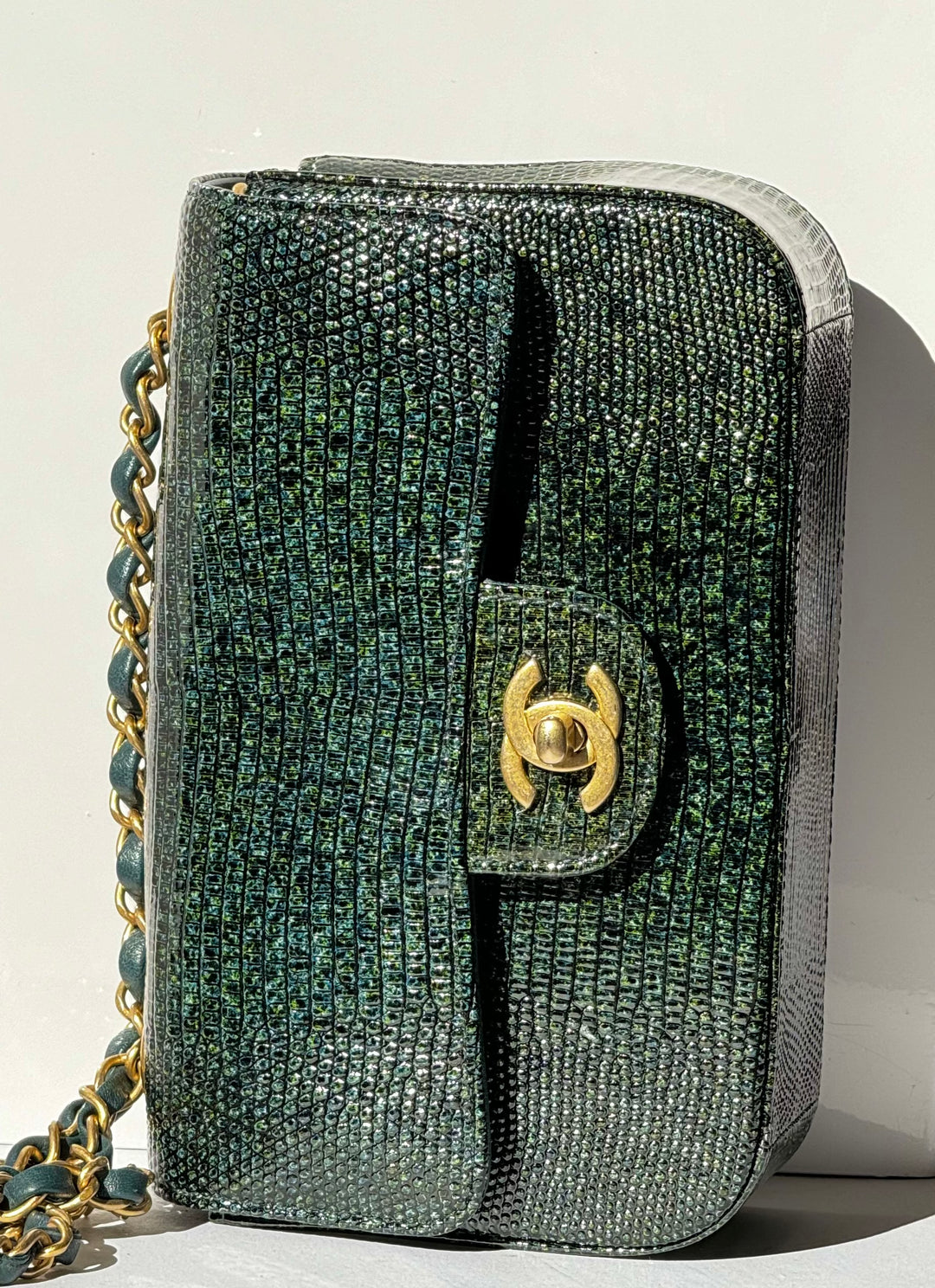 Chanel Green Lizard Mini Flap Bag