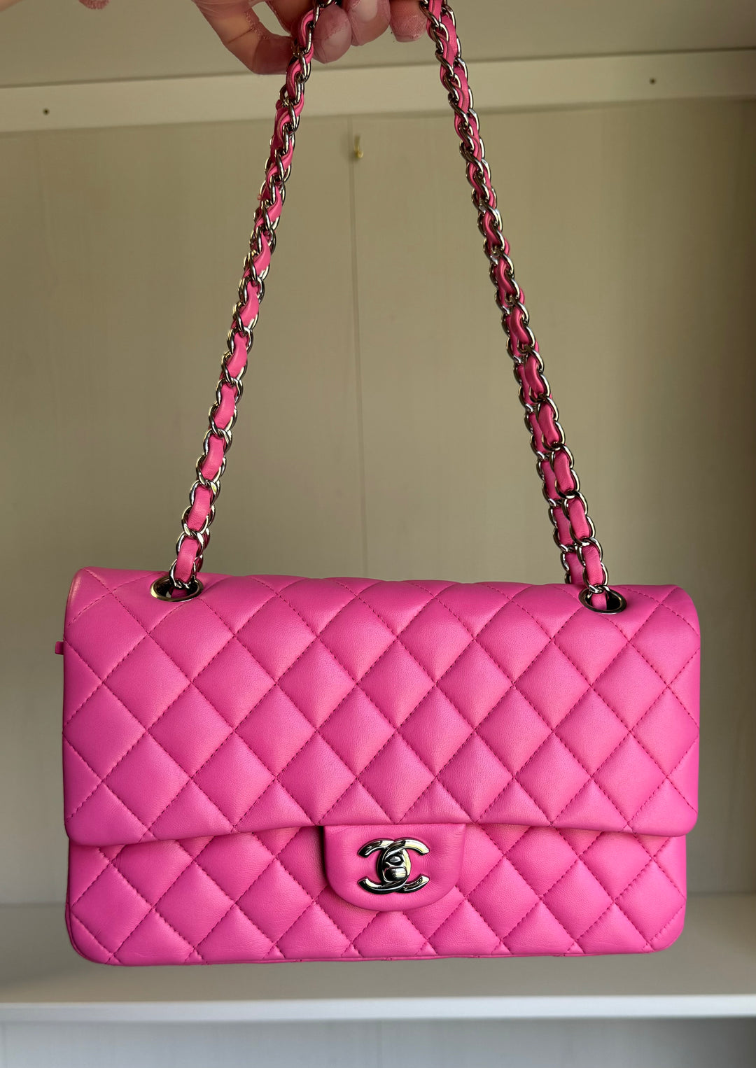 Chanel 21S Pink Neon Lambskin Medium Flap Bag