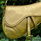 Christian Dior Metallic Gold Ostrich Saddle + Matching Pouch