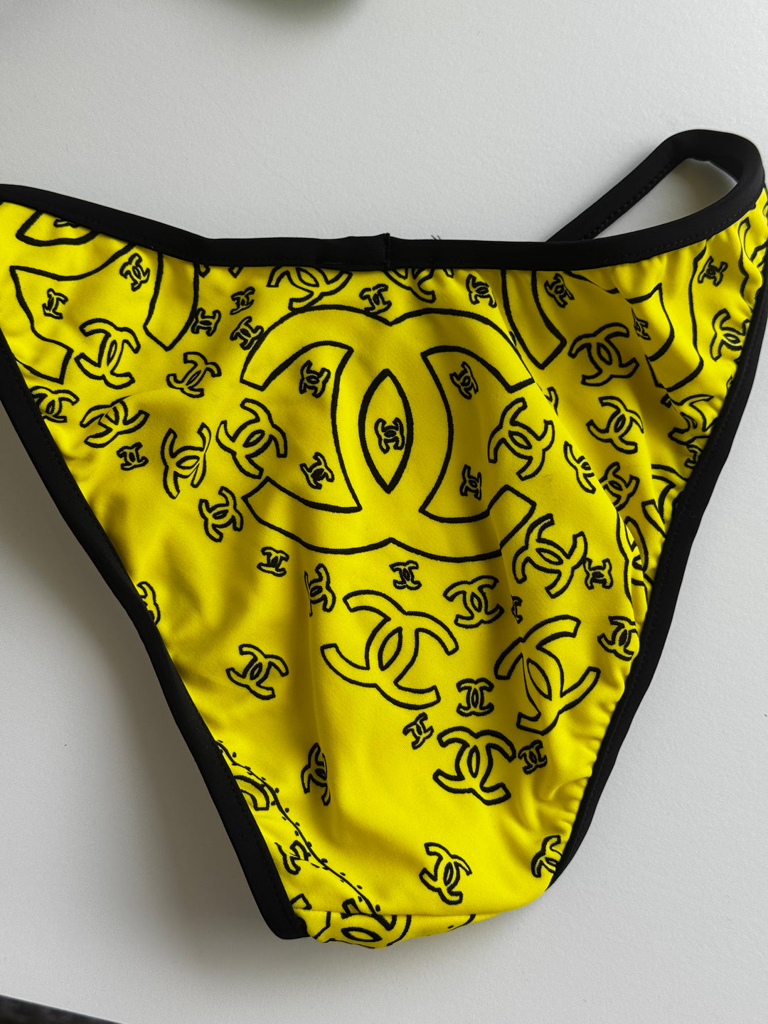 Chanel Spring/Summer 1994 Vintage Yellow Logo Bikini