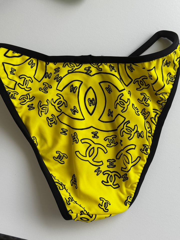 Chanel Spring/Summer 1994 Vintage Yellow Logo Bikini