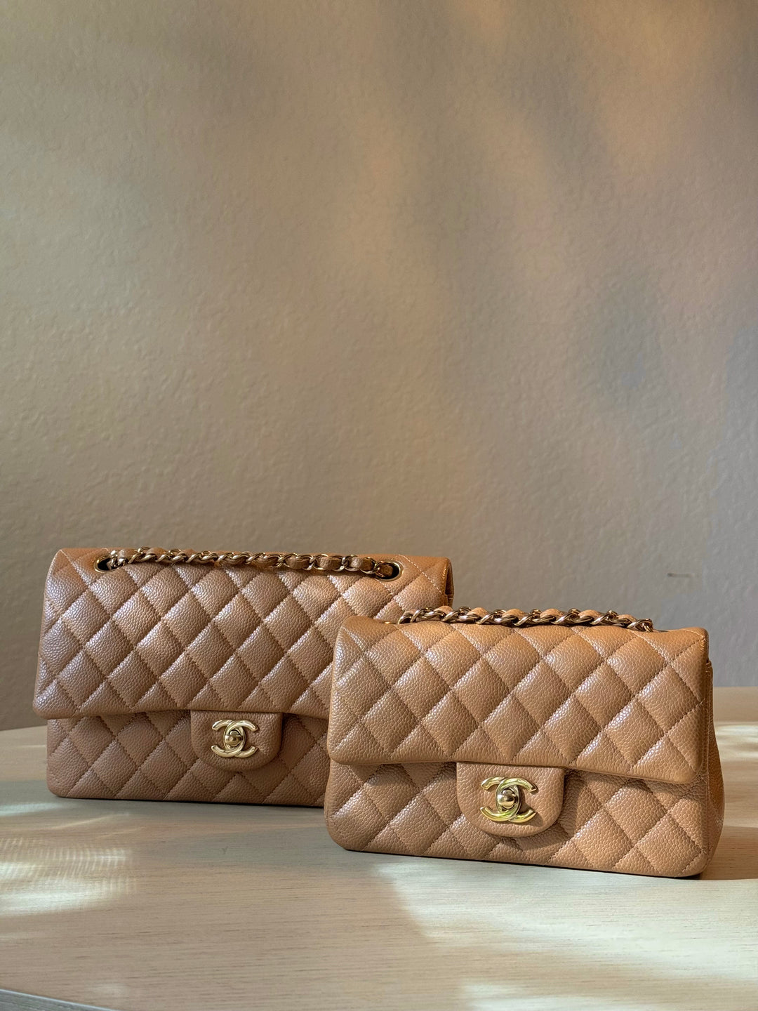 Chanel 18S Dark Beige Medium Caviar Flap Bag