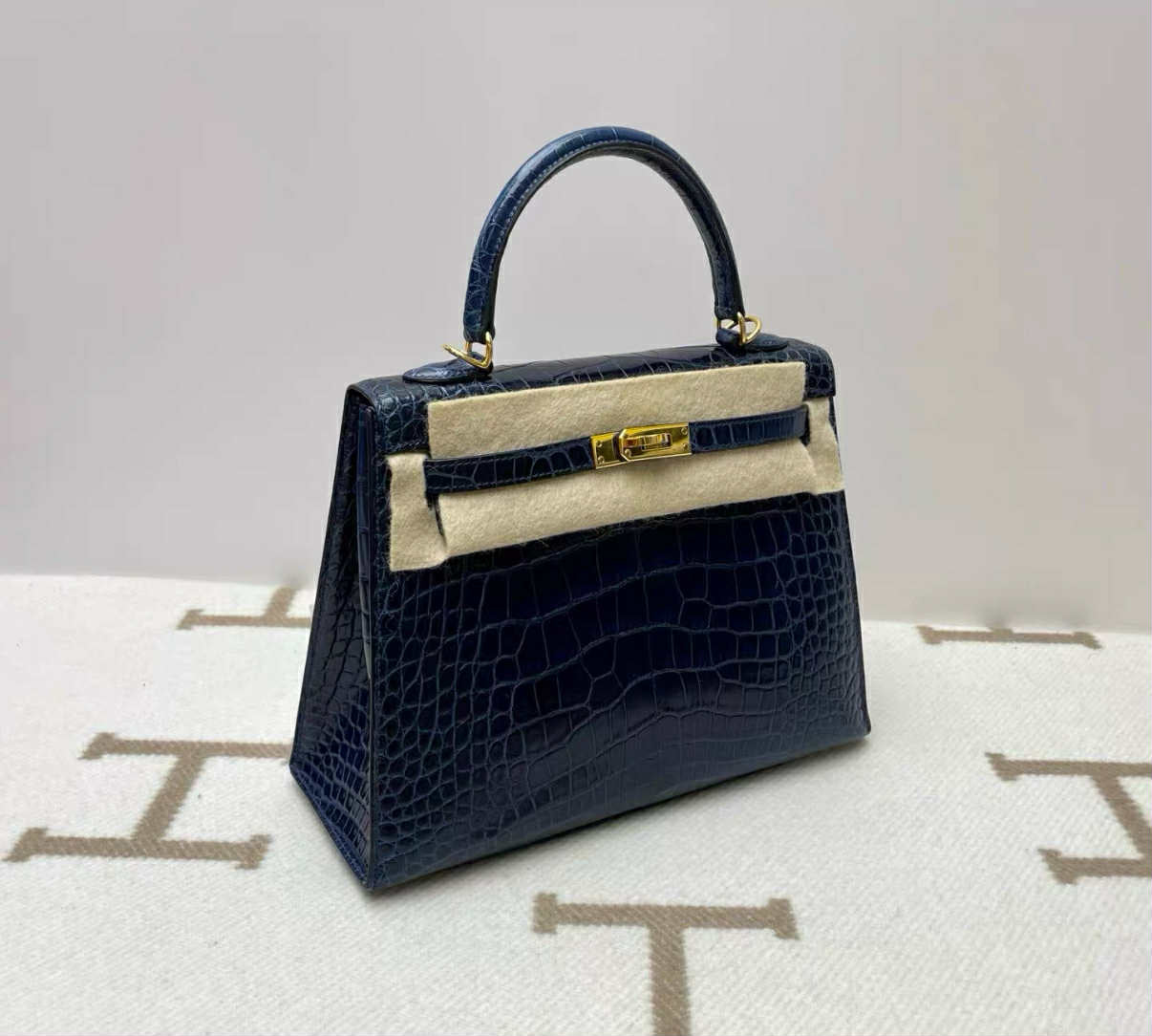 Hermes Blue Sapphire Alligator Kelly 25 Sellier