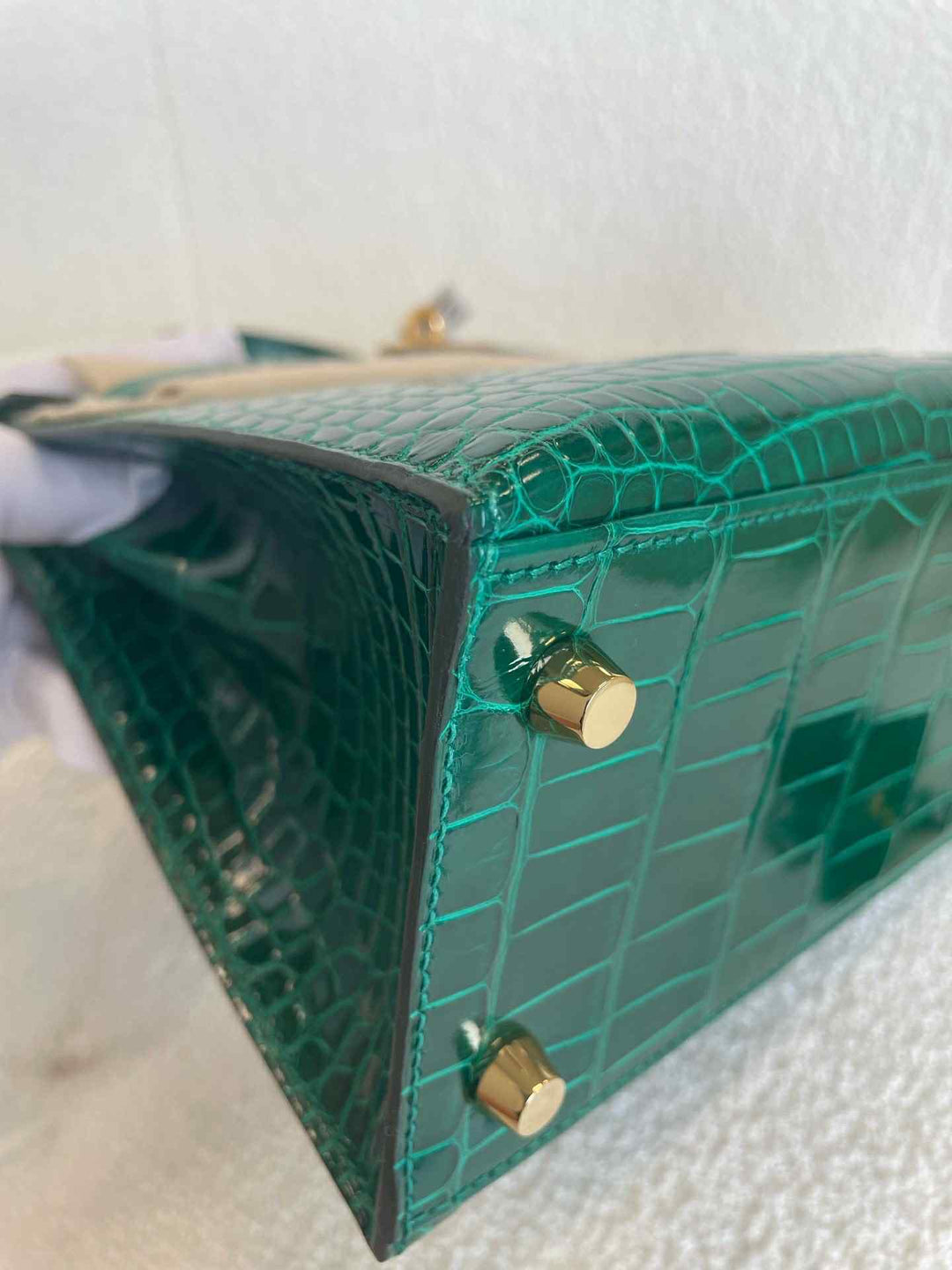 Hermes 2019 Emerald Green Shiny Alligator Kelly 25 Sellier