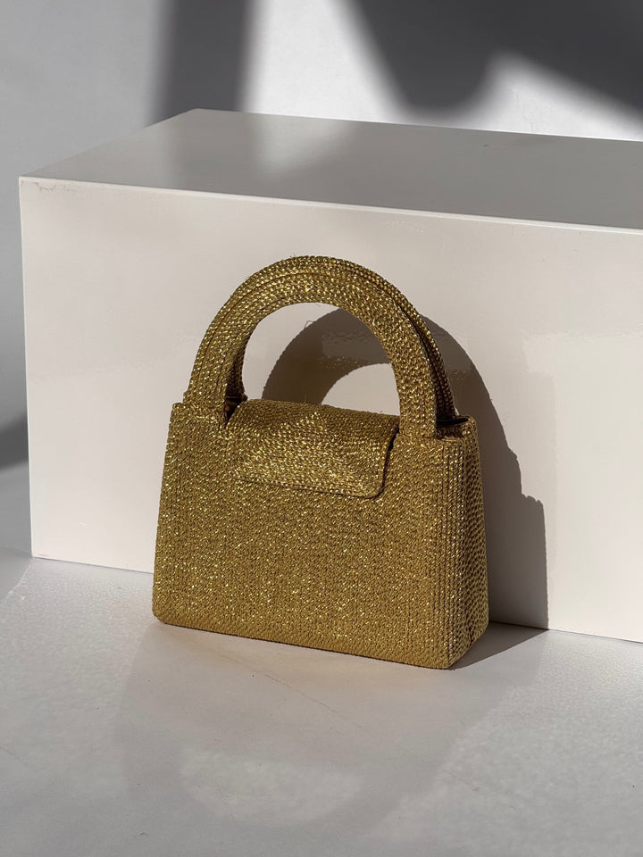 Chanel RARE 1998 Gold Silk Woven Mini Kelly