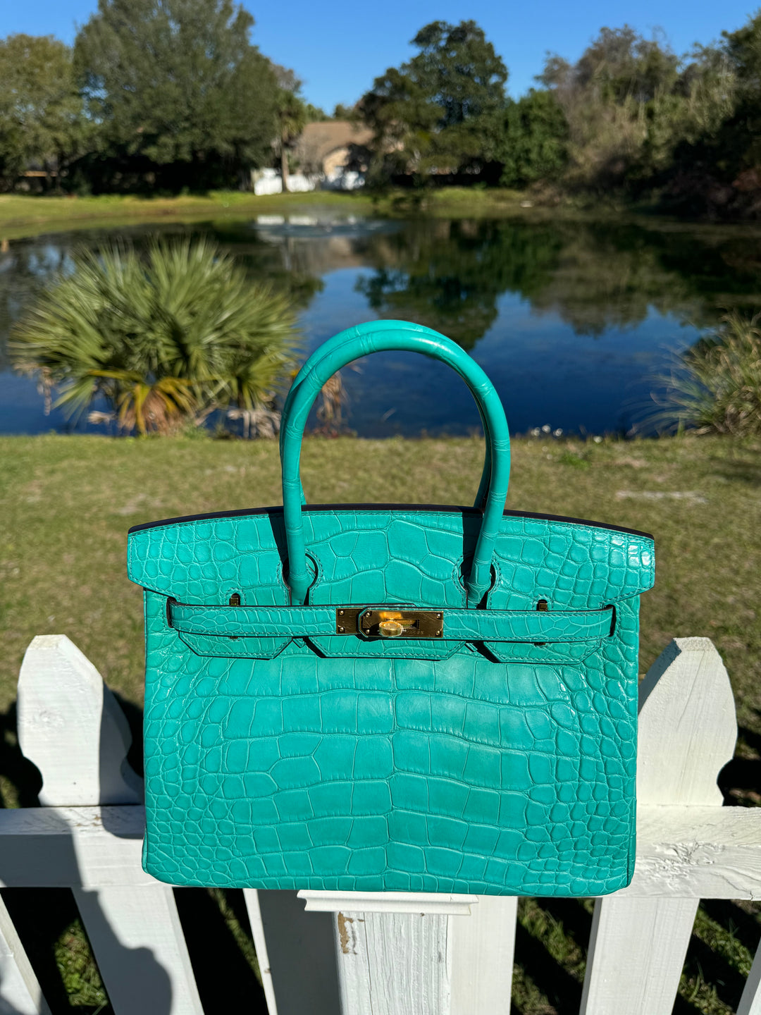 Hermes Matte Croc Blue Paon Birkin 30