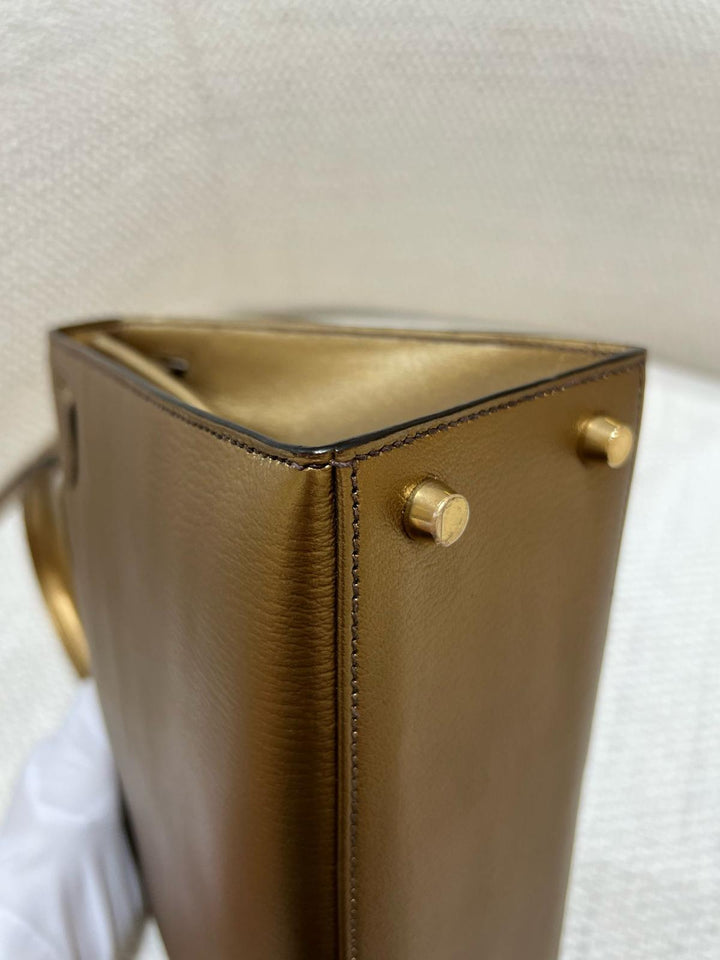 Hermes Limited Edition Bronze Chèvre Metallic Kelly 25 Sellier