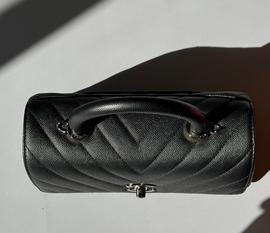 Chanel Small 19K Grey Caviar Coco