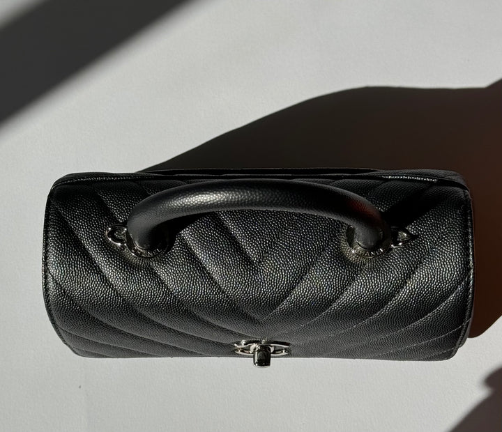 Chanel Small 19K Grey Caviar Coco