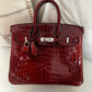 Hermes 2016 Bourgogne Shiny Niloticus Crocodile Birkin 25