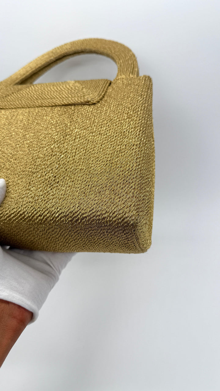 Chanel RARE 1998 Gold Silk Woven Small Kelly