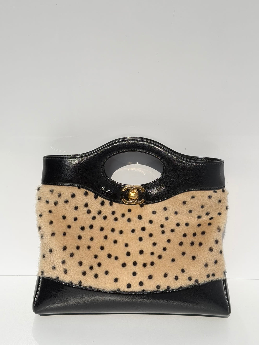 Chanel 31 Mini Shopper Cheetah Print Pony Hair & Black Shiny Lambskin Gold Hardware Métiers d’Art 2026