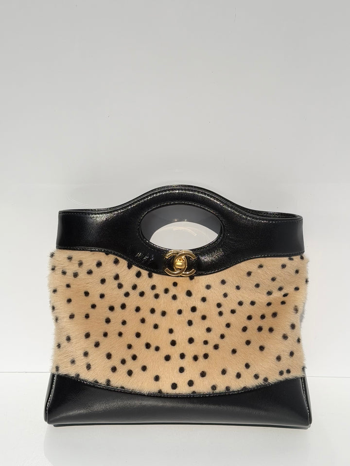 Chanel 31 Mini Shopper Cheetah Print Pony Hair & Black Shiny Lambskin Gold Hardware Métiers d’Art 2026