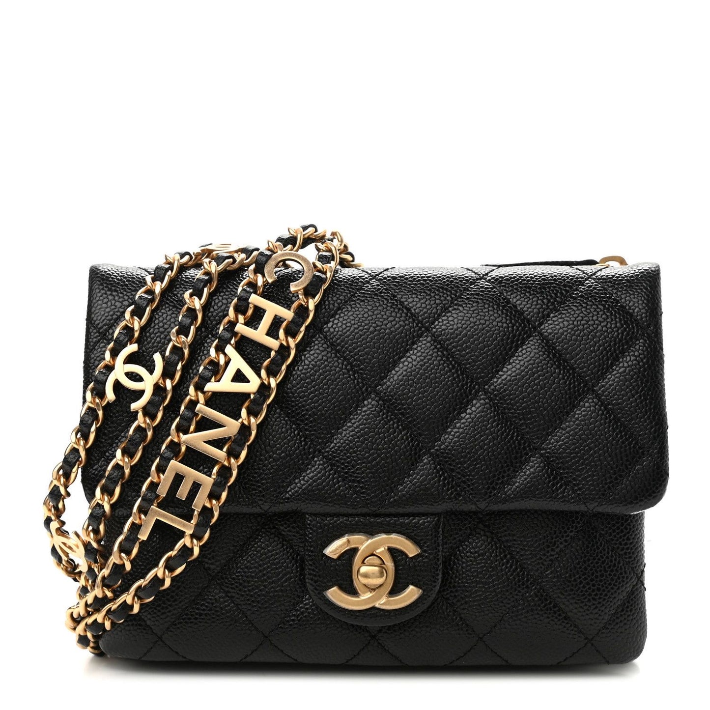 Chanel Black Shiny Caviar Pick Me Up Belt Bag