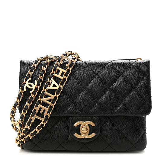 Chanel Black Shiny Caviar Pick Me Up Belt Bag