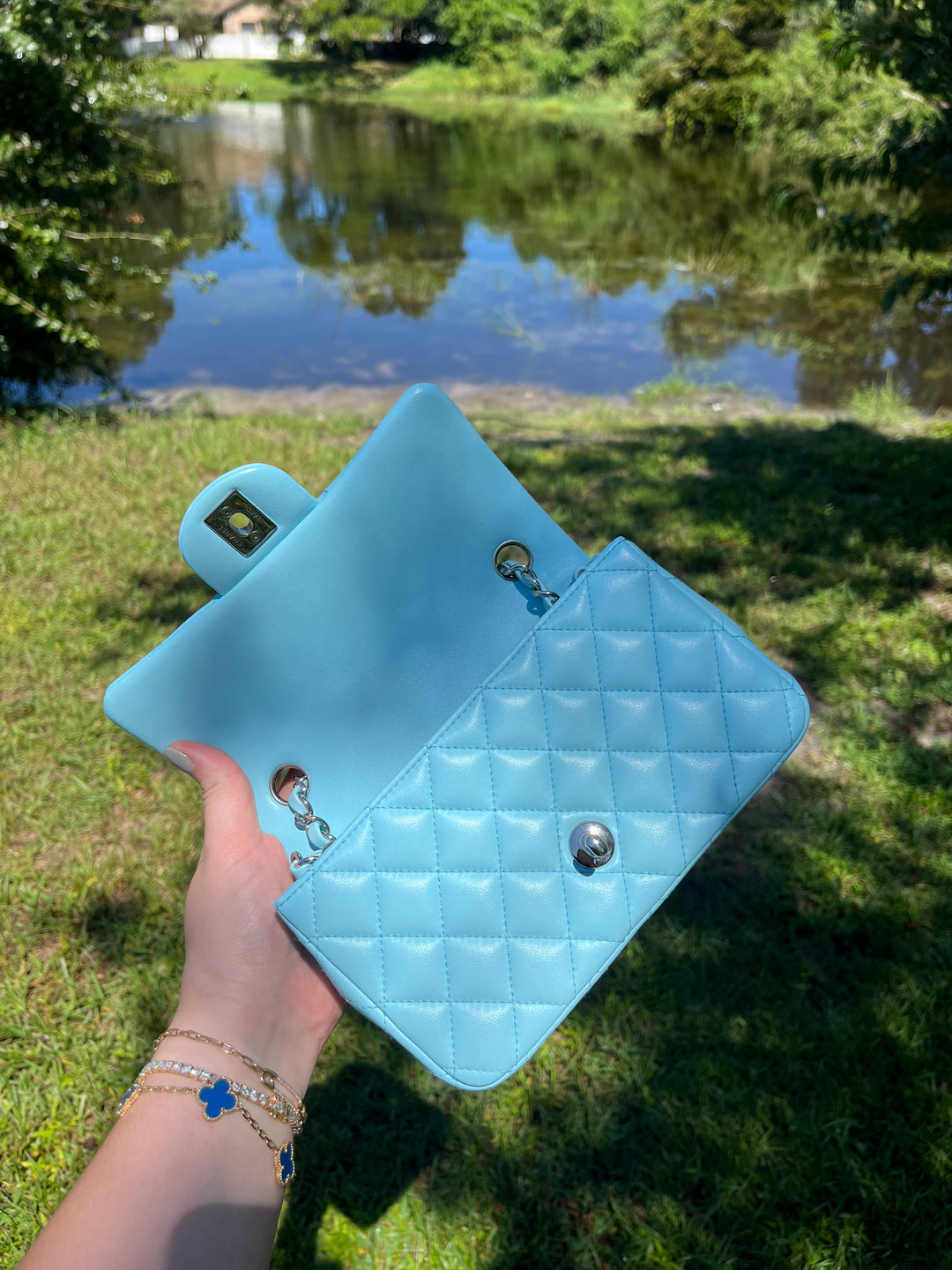 Chanel 21S Blue Neon Mini Flap