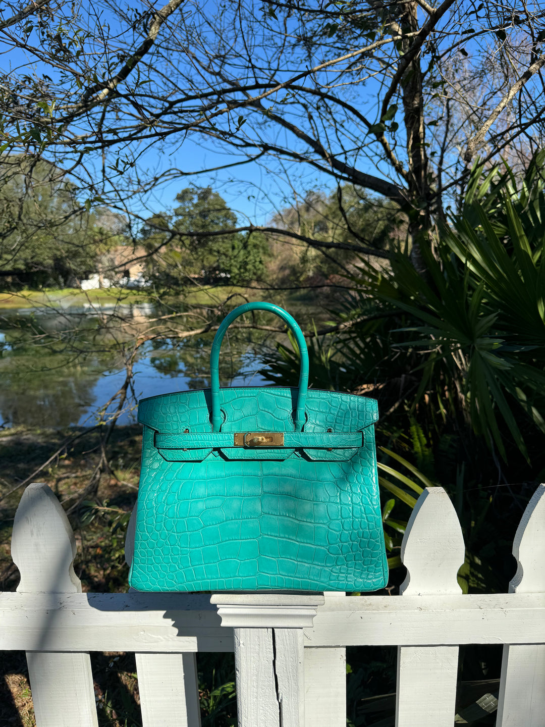 Hermes Matte Croc Blue Paon Birkin 30