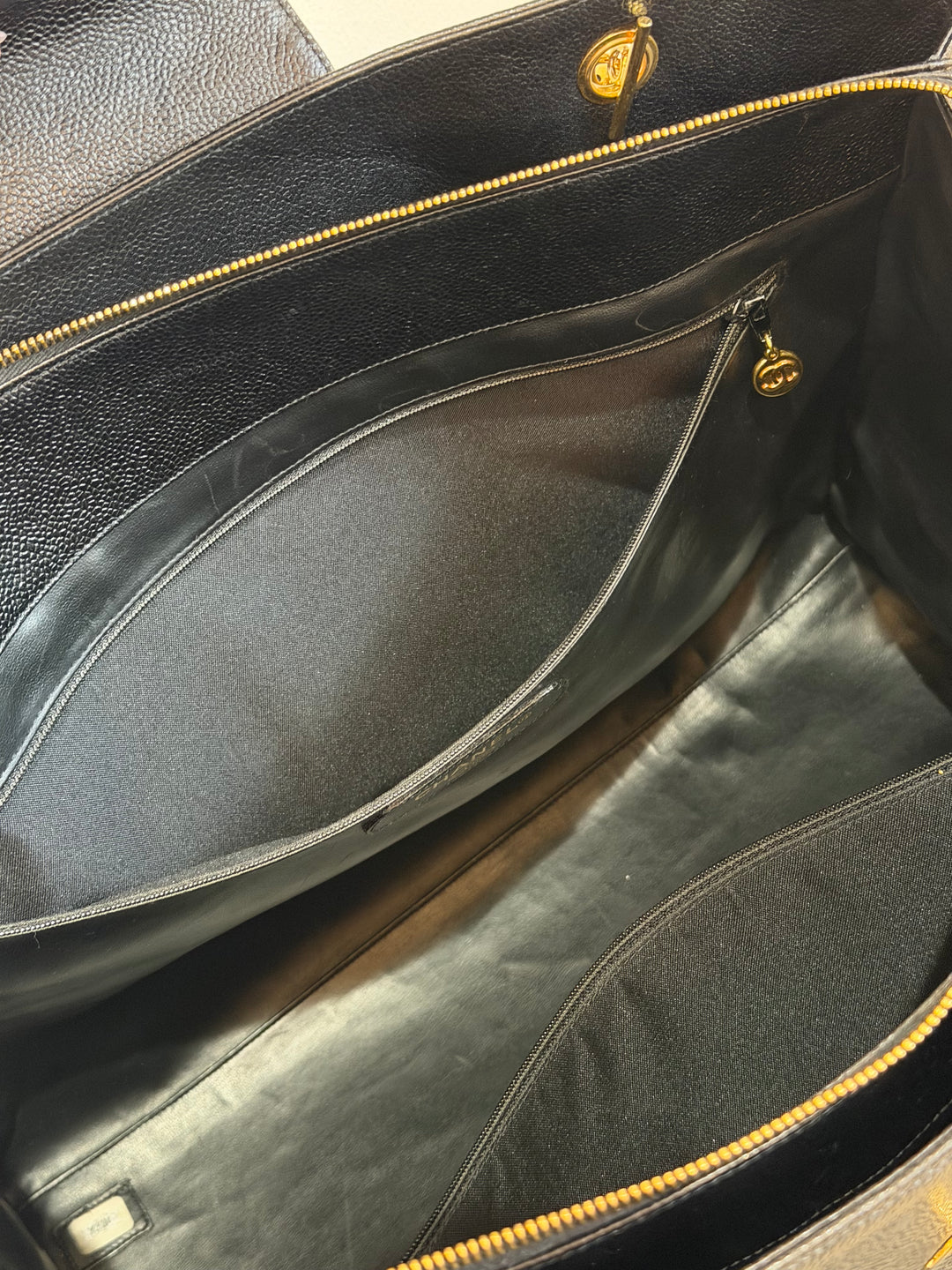 Chanel Black Caviar XL Supermodel Tote Bag 24K Gold Plated Hardware 1994