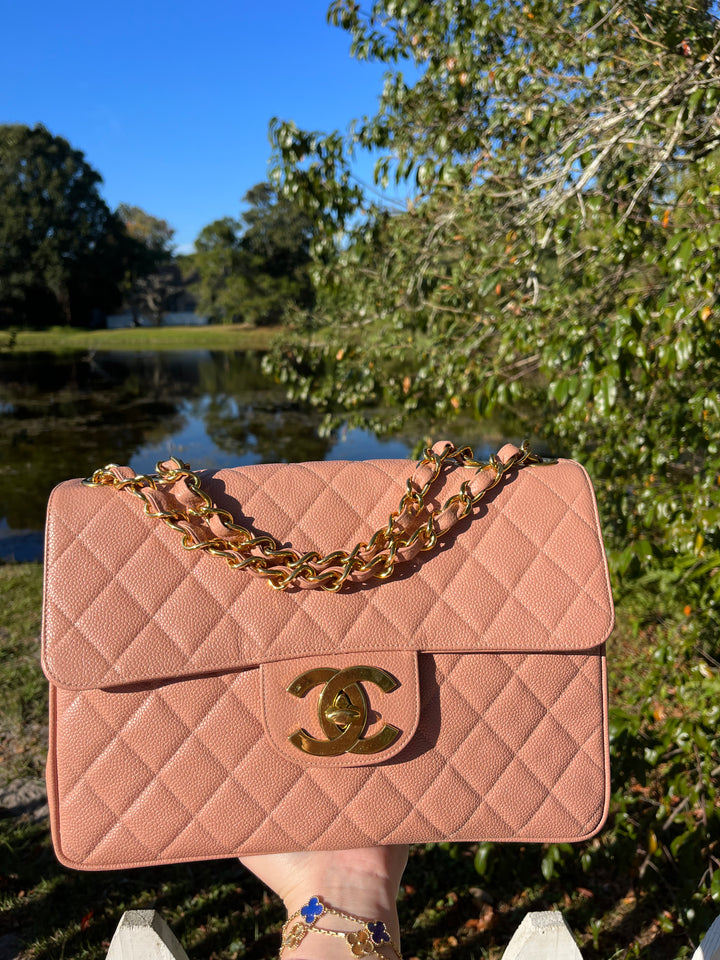Chanel RARE Vintage Sakura Pink Caviar Jumbo