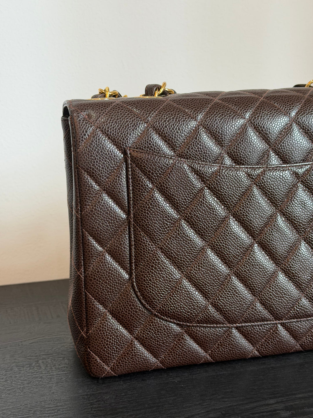 Chanel Classic Flap Jumbo Brown Caviar 24K Gold Hardware 2000