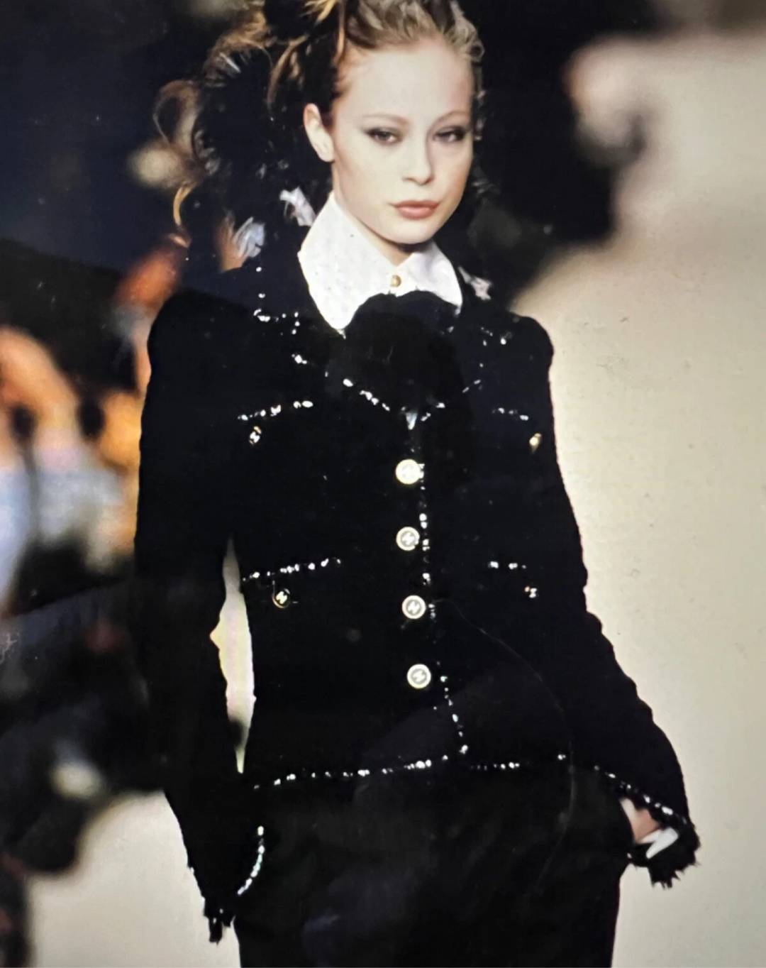 Chanel 1994 Black Vintage Museum Braided Trim CC Jacket