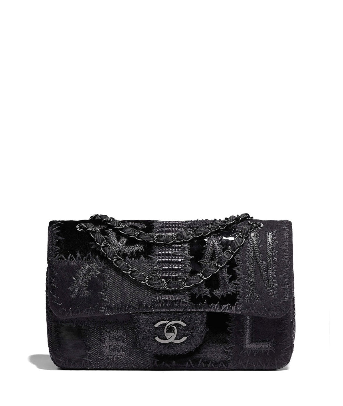 Chanel Black Patchwork Medium Single Flap Bag