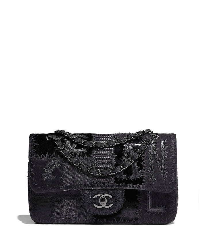 Chanel Black Patchwork Medium Single Flap Bag