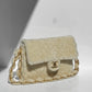 Chanel Ecru Shearling Lambskin Medium CC Chains Flap Bag