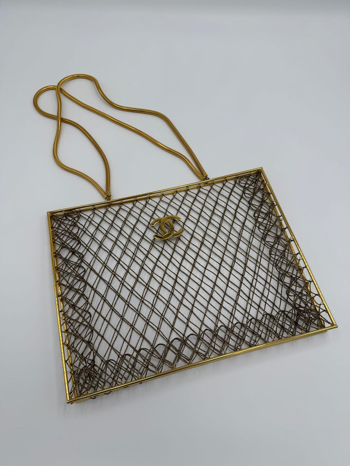 Chanel Spring 1997 Rare Gold Cage Shopping Tote