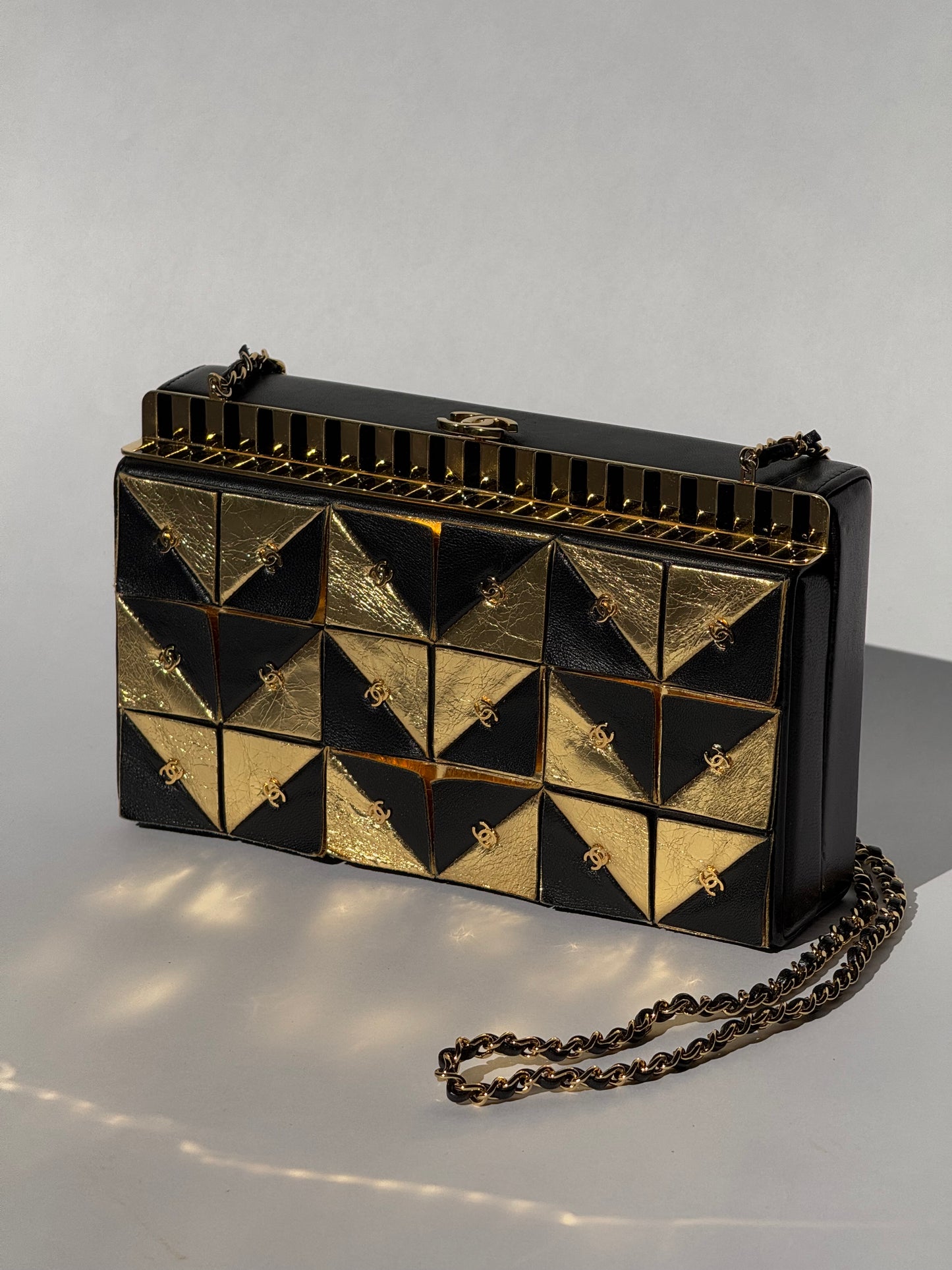 Chanel 19A Egypt Gold Lambskin Minaudière Crossbody