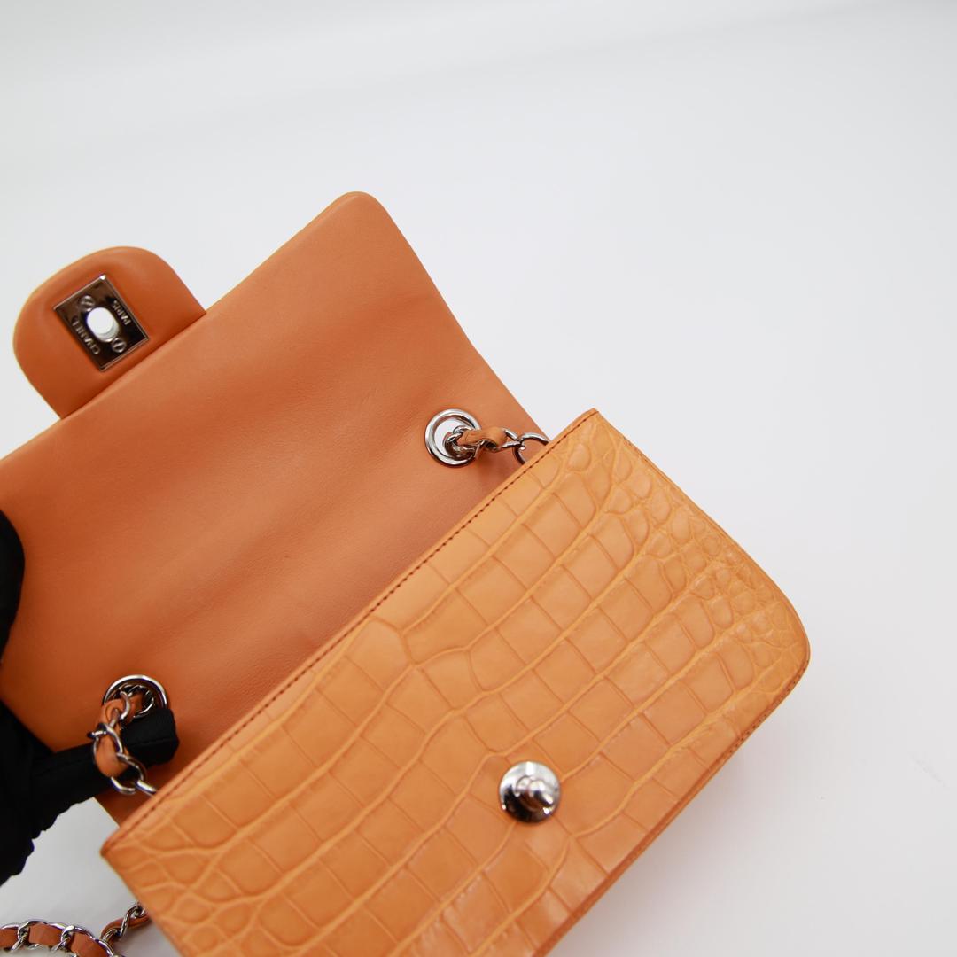 CHANEL 23ROUGE ORAGE 同色2本　新品未使用 Chanel Orange Matte Croc Mini Flap Silver Hardware 2014 – Its A