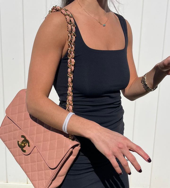 Chanel RARE Vintage Sakura Pink Caviar Jumbo