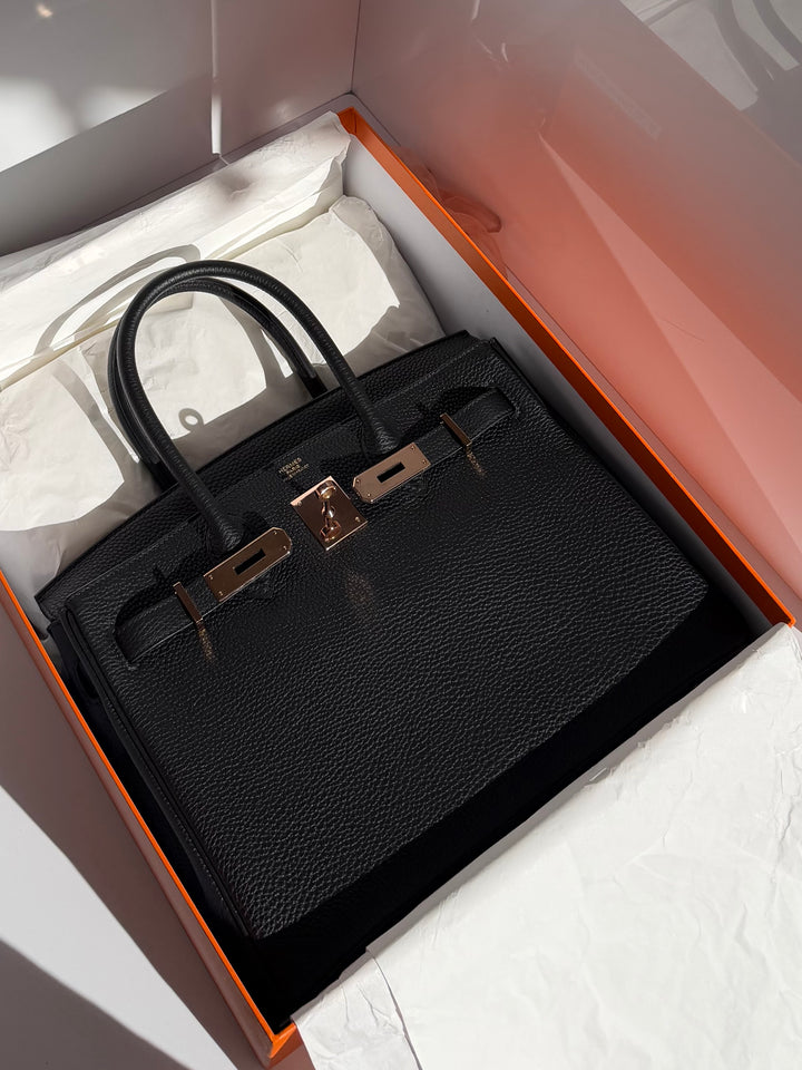 Hermès Birkin 30 — Noir Togo with Rose Gold Hardware