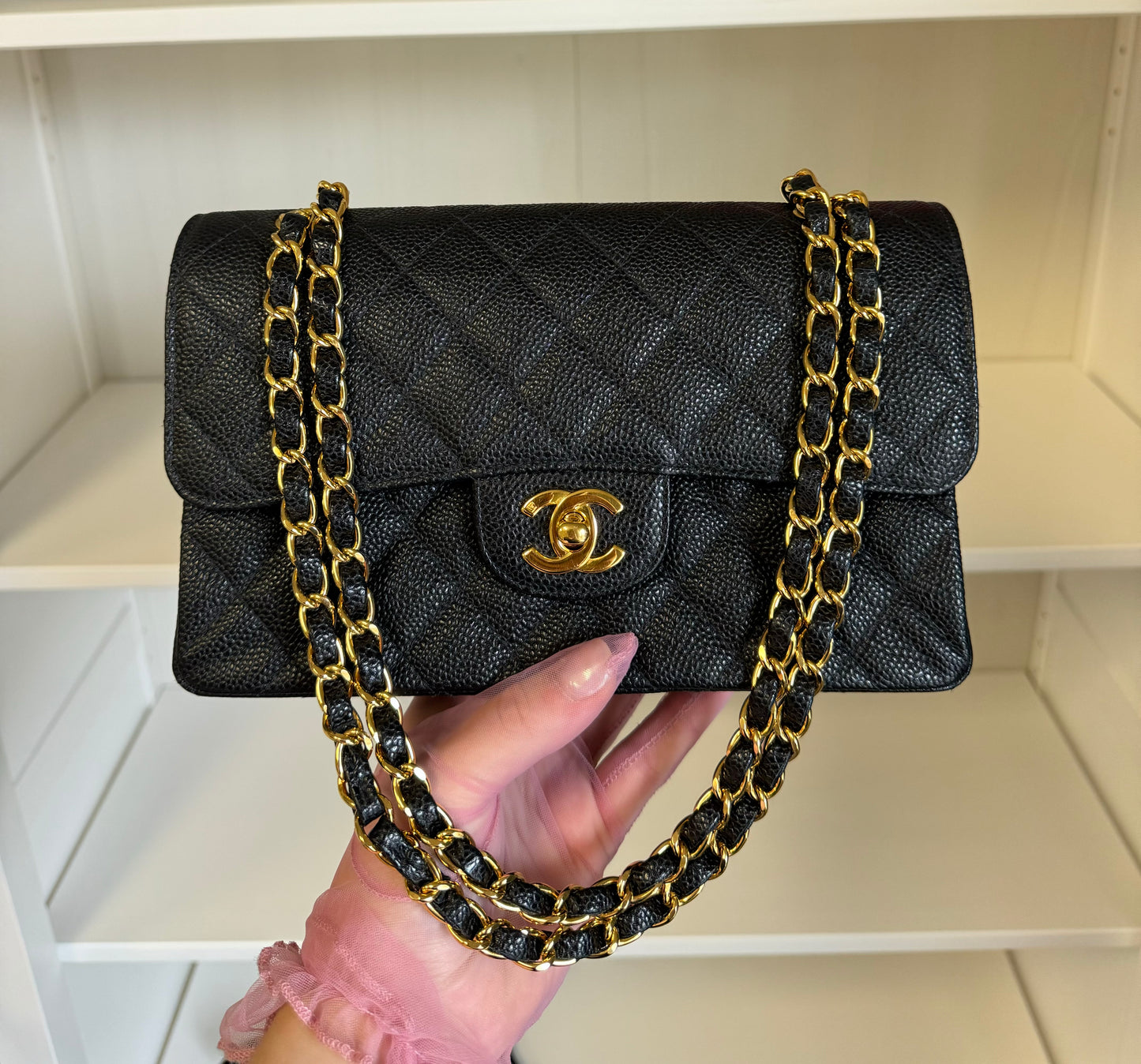 Chanel 6 Series Black Small Vintage Caviar Classic Flap Bag