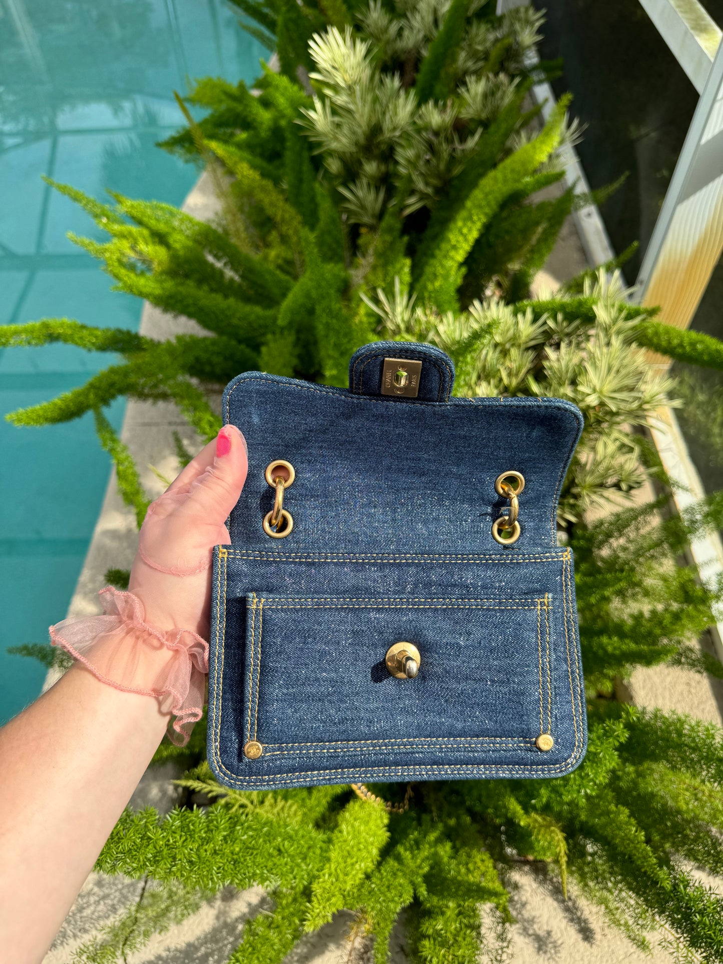 Chanel 23A Blue Denim Double You Crossbody