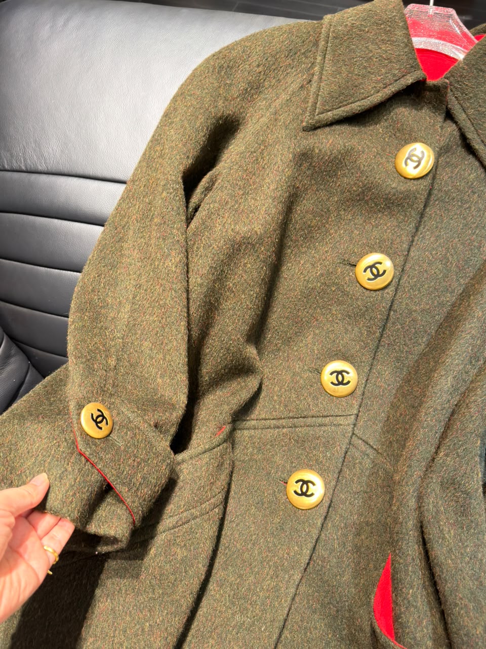 Chanel CC Military Green Wool Runway Coat 1992