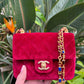 Chanel Red Mini Velvet Enamel Flap Bag