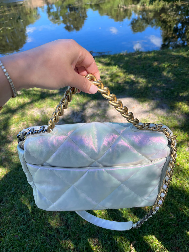 Chanel Pearl Iridescent Large 19 Flap Bag