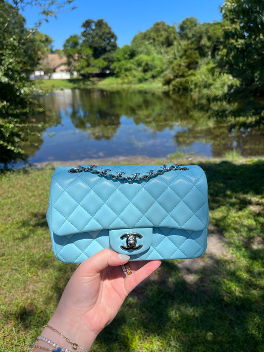 Chanel 21S Blue Neon Mini Flap