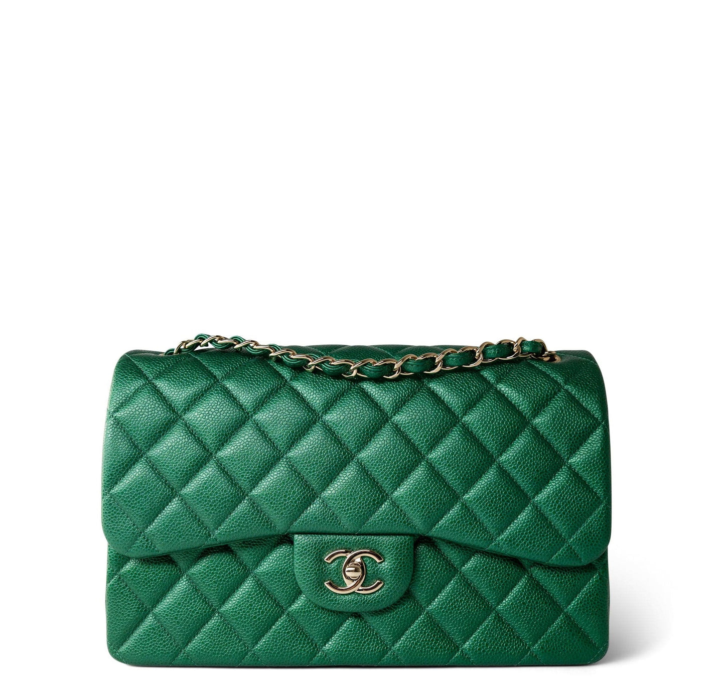 Chanel 18S Emerald Green Caviar Jumbo Flap Bag