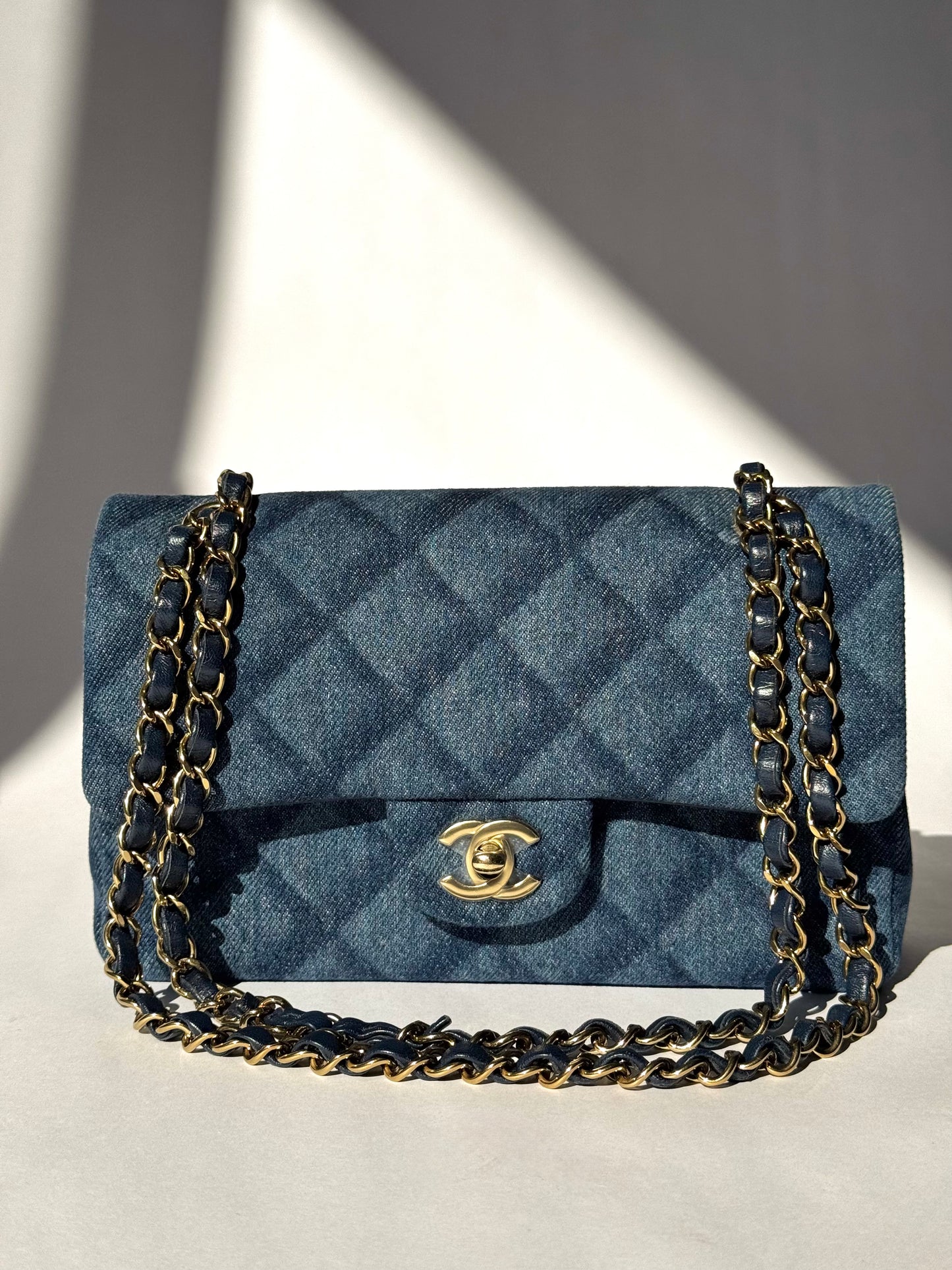 Chanel 22K Small Denim Classic Double Flap Bag