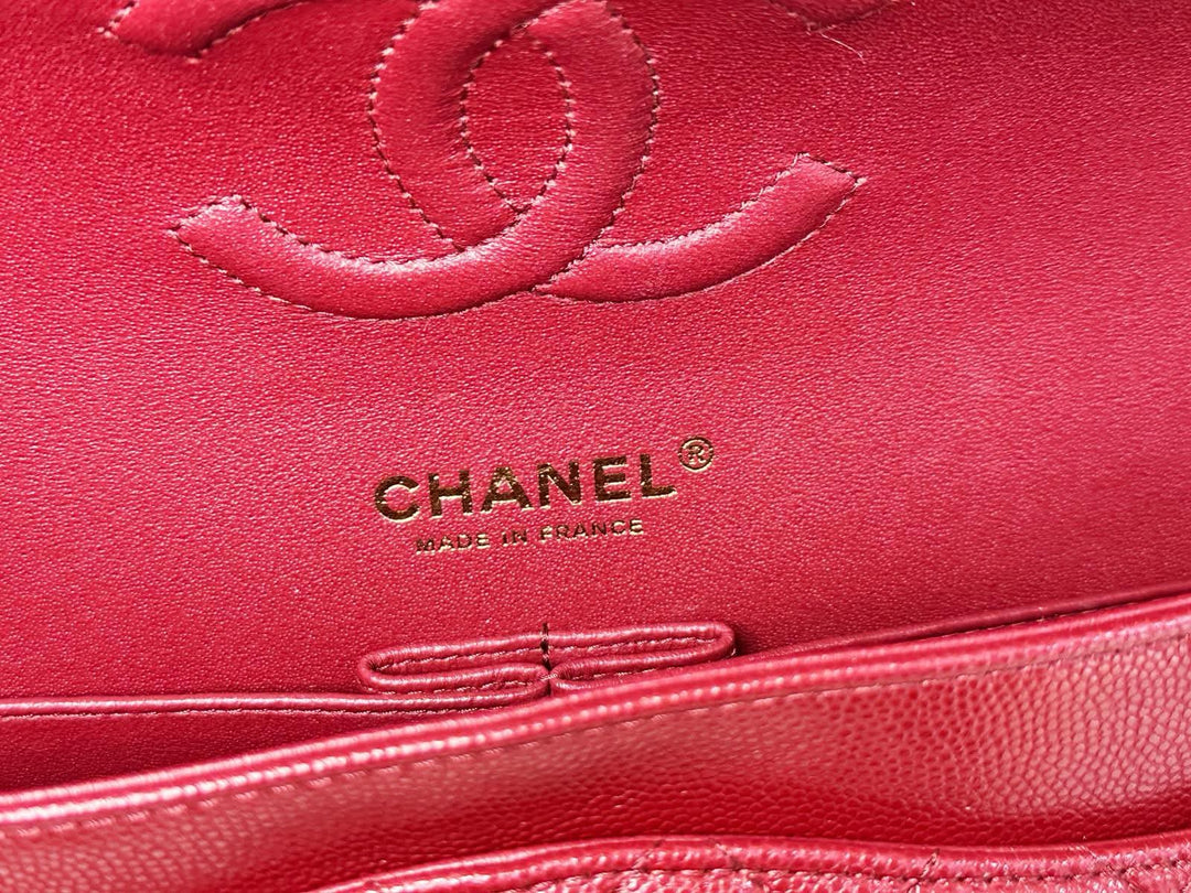 Chanel Classic Medium Double Flap Burgundy Caviar Gold Hardware 2019