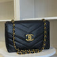 CHANEL VINTAGE BLACK CAVIAR CHEVRON JUMBO FLAP