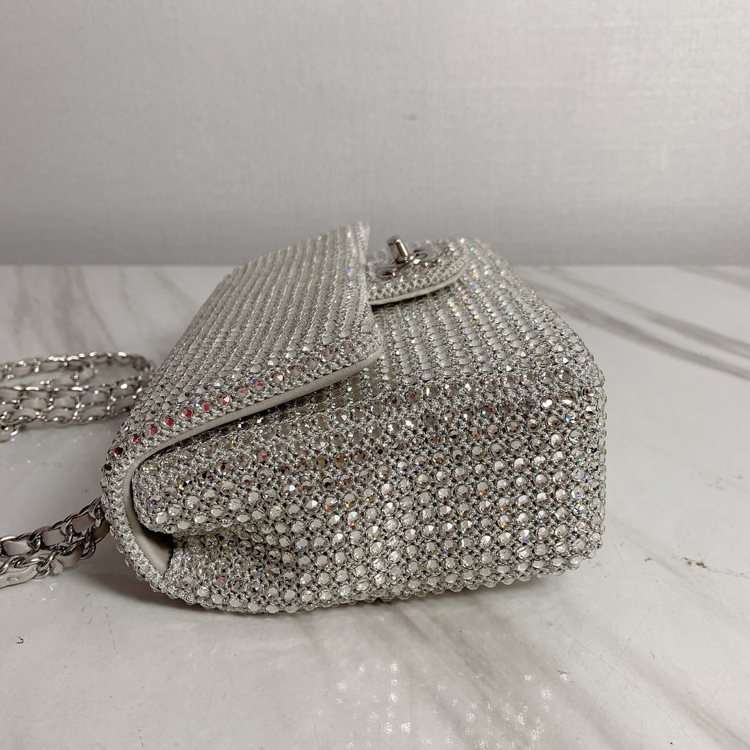Chanel Mini Flap Bag Silver Crystal Crochet Silver Hardware Métiers D’Art 2026