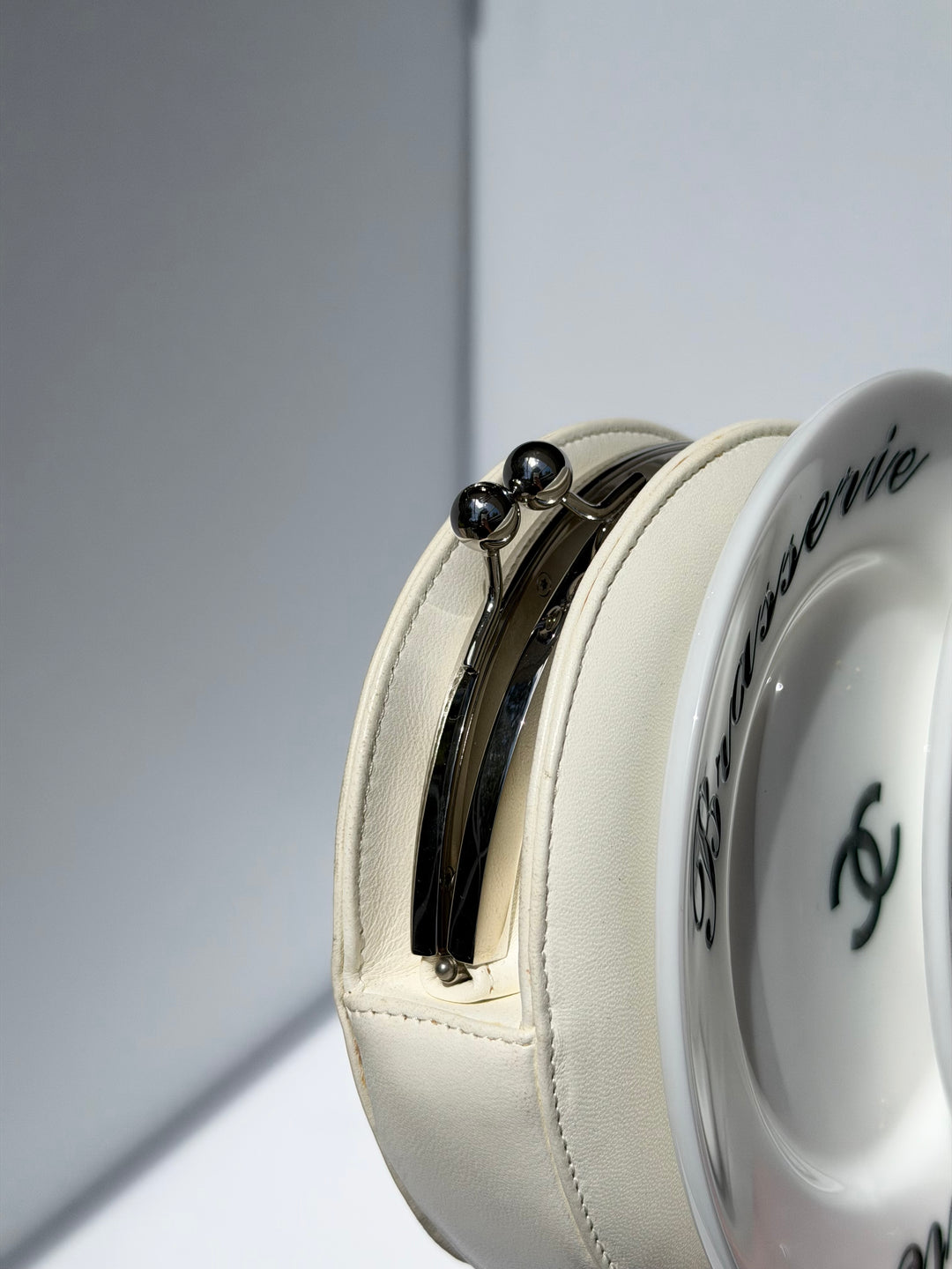 Chanel White Plexiglass Brasserie Gabrielle Plate Minaudière Silver Hardware 2015