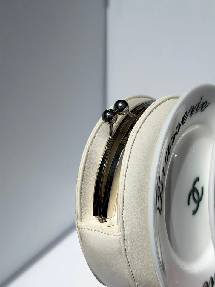 Chanel White Plexiglass Brasserie Gabrielle Plate Minaudière Silver Hardware 2015