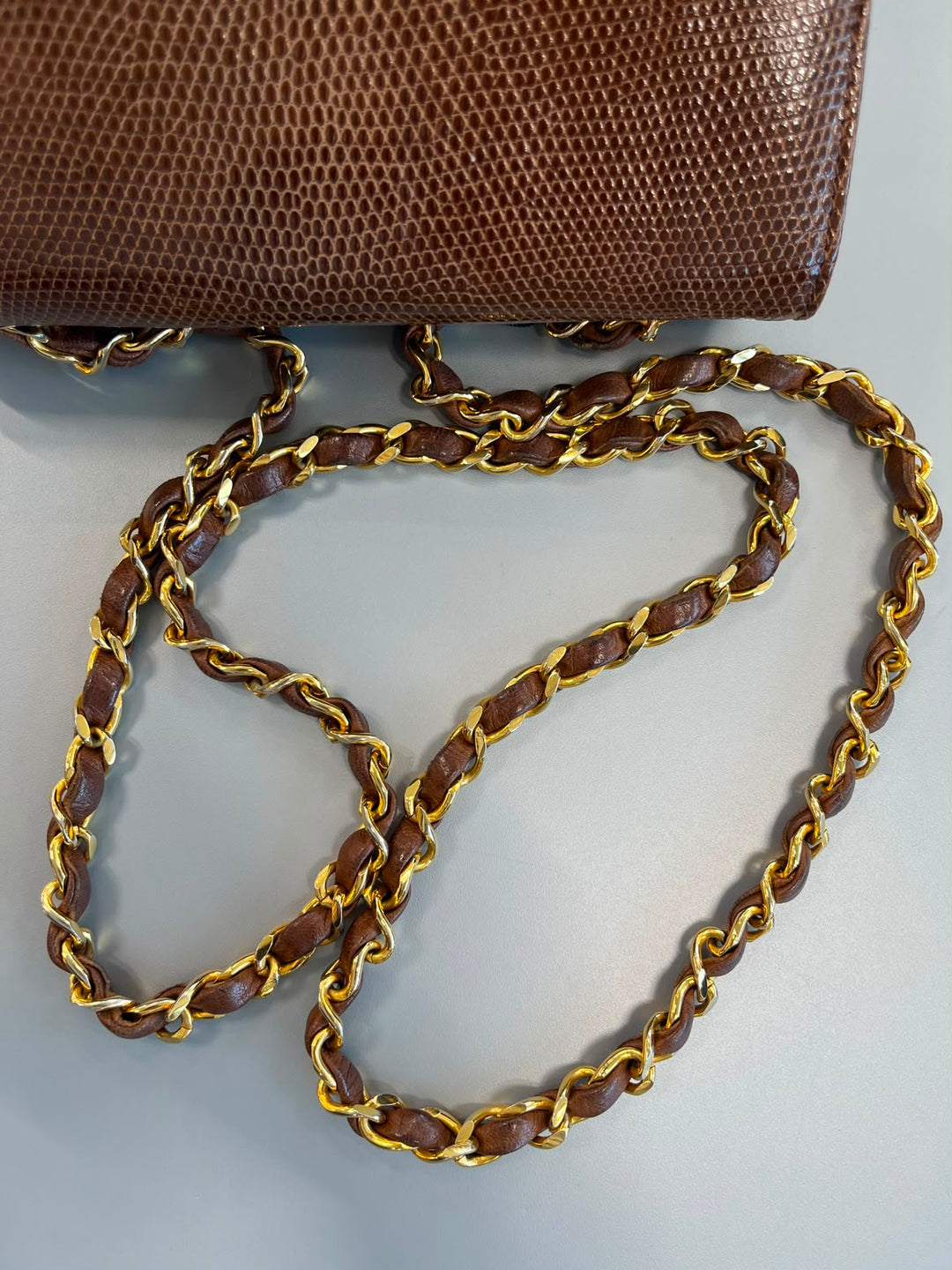 Chanel Brown Vintage Lizard Mini Square Flap Bag 1986
